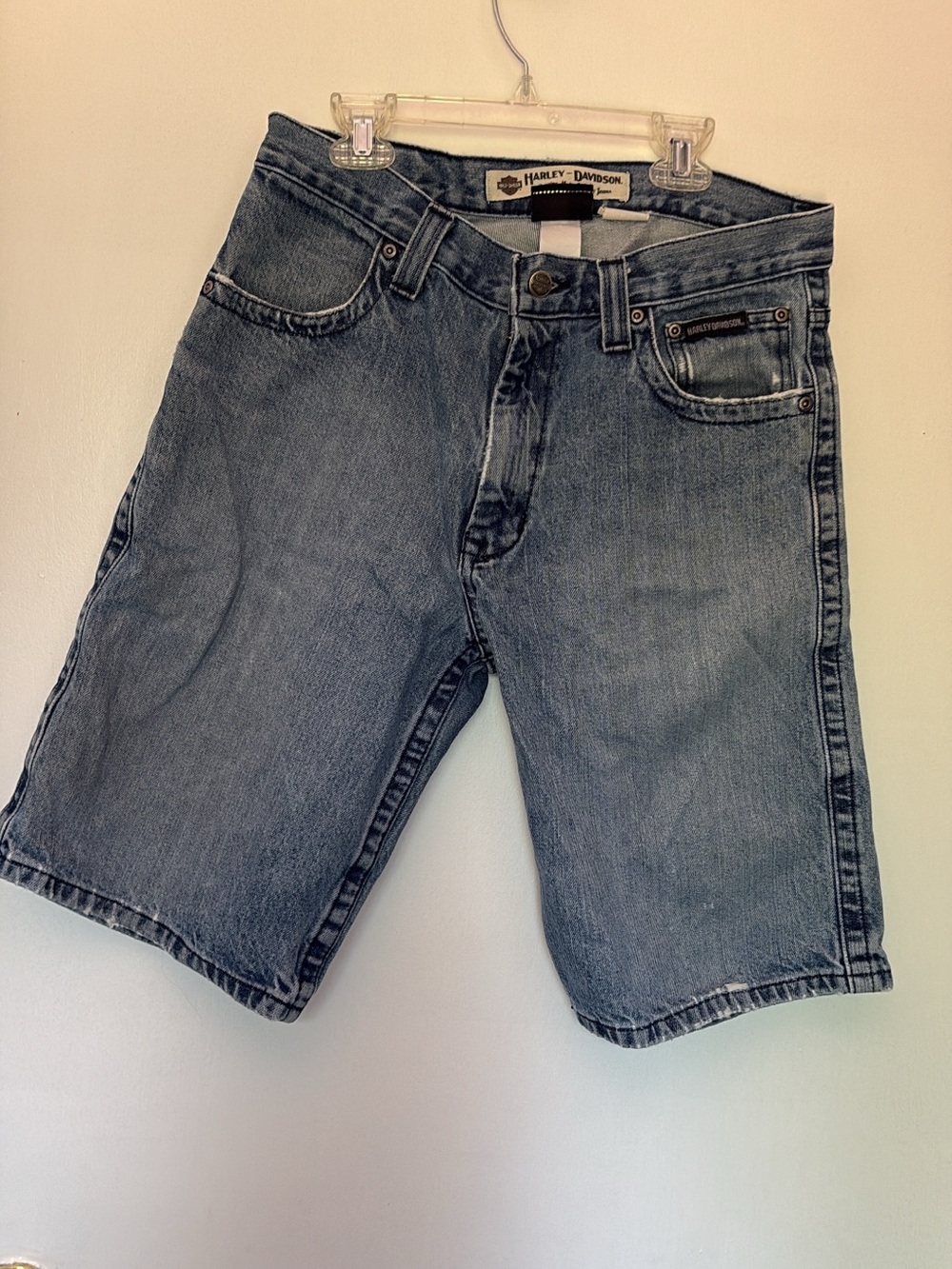 Harley-Davidson Gray-Blue Denim Bermuda Style Shorts